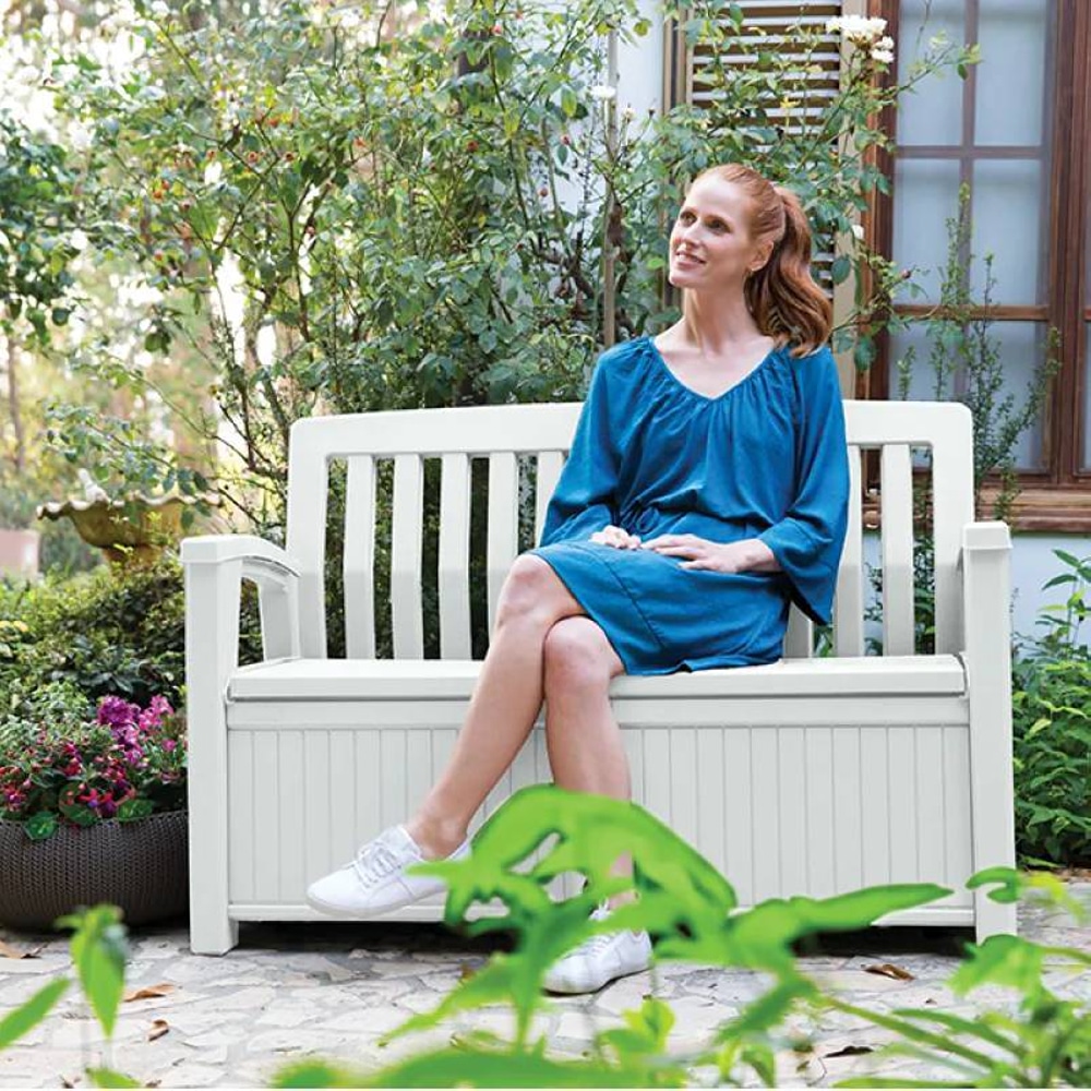 Скамейка-ящик для хранения KETER PATIO STORAGE BENCH Белая