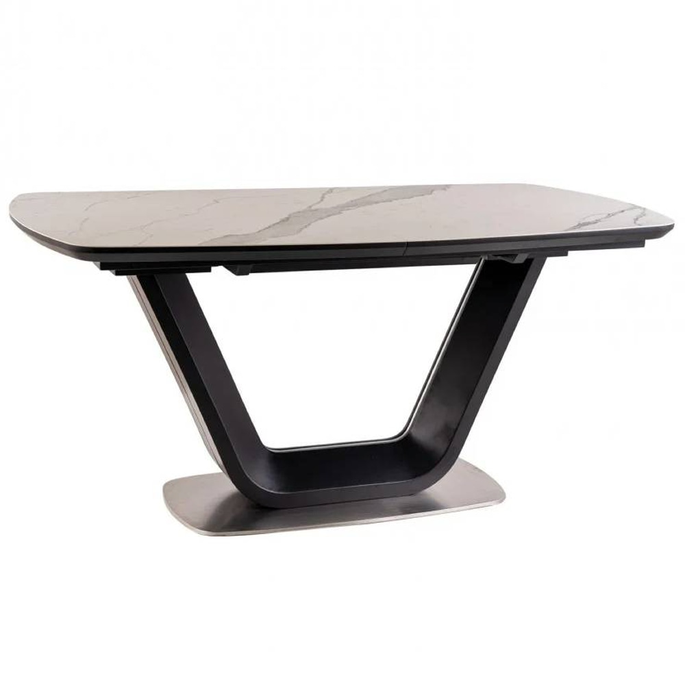 СТОЛ ARMANI CERAMIC БЕЛЫЙ ЭФФЕКТ МРАМОРА / ЧЕРНЫЙ МАТ 160(220)X90