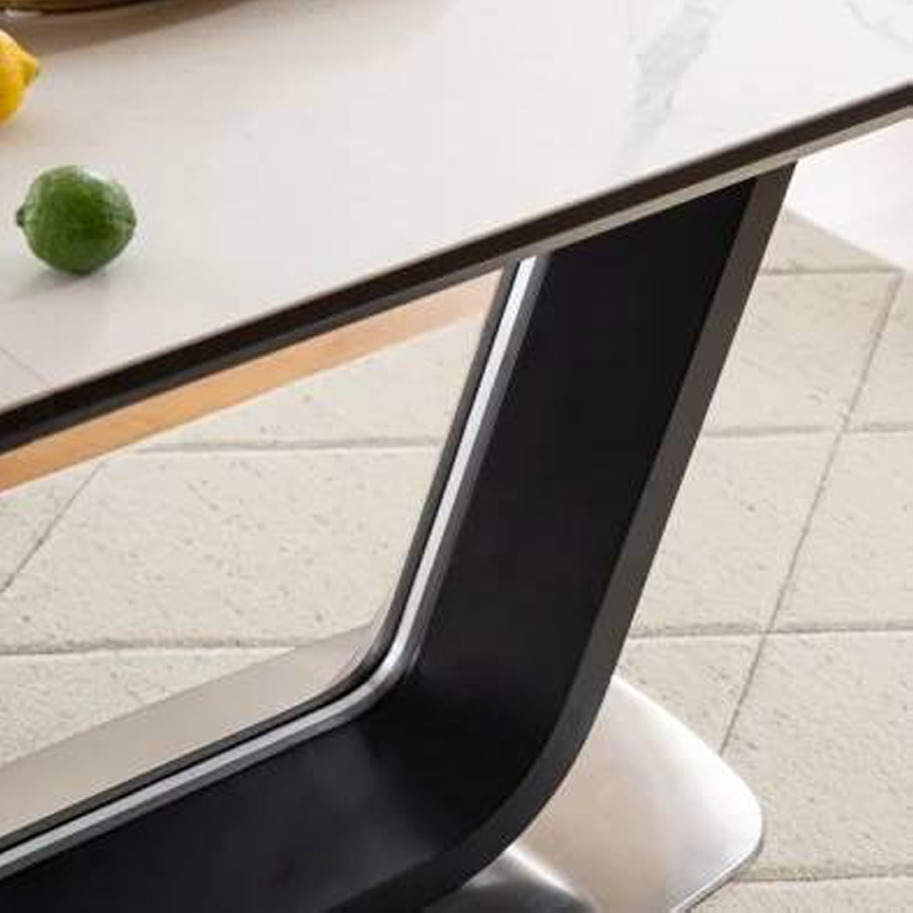 СТОЛ ARMANI CERAMIC БЕЛЫЙ ЭФФЕКТ МРАМОРА / ЧЕРНЫЙ МАТ 160(220)X90