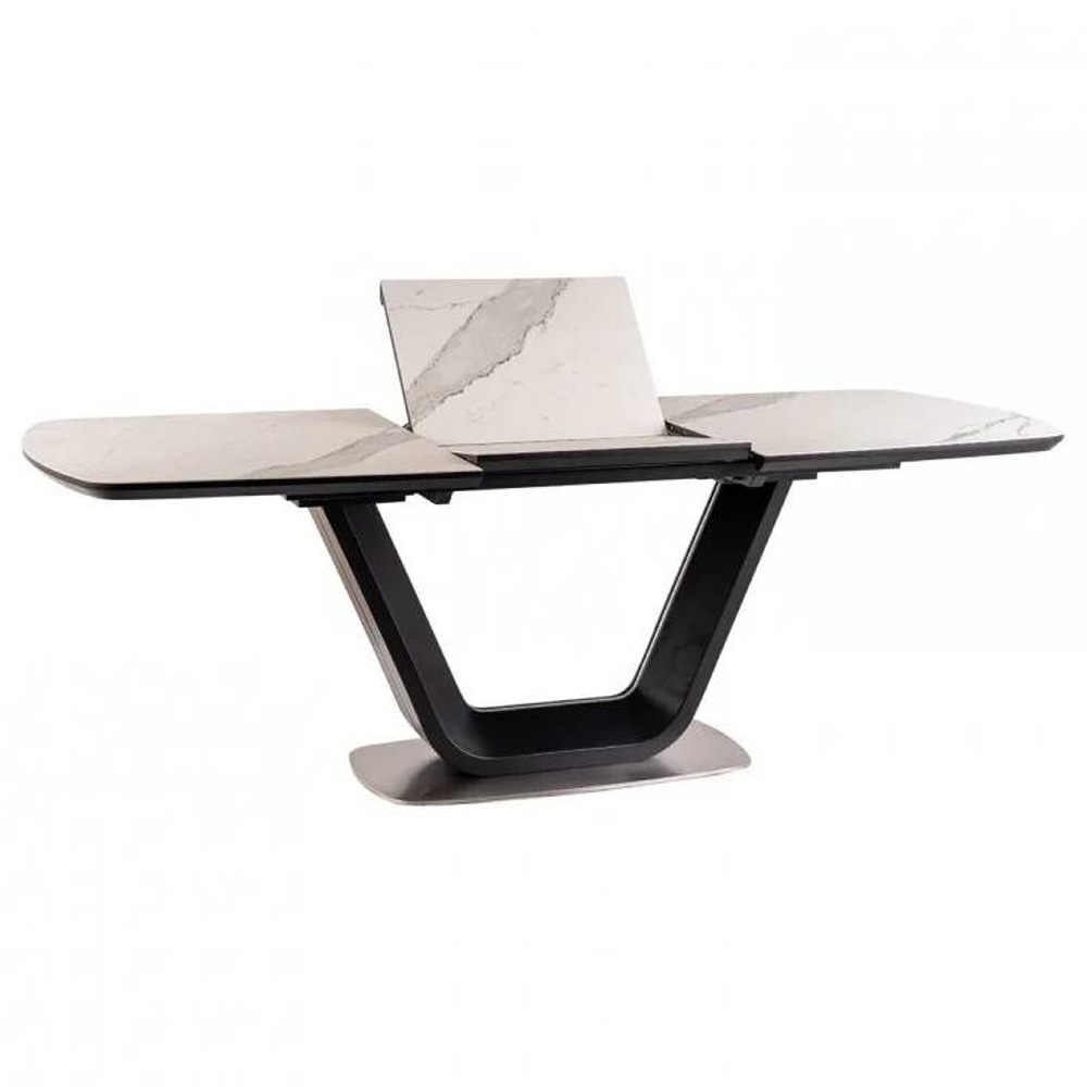 СТОЛ ARMANI CERAMIC БЕЛЫЙ ЭФФЕКТ МРАМОРА / ЧЕРНЫЙ МАТ 160(220)X90