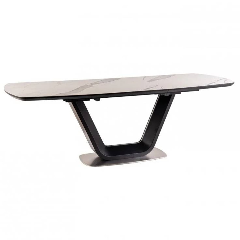 СТОЛ ARMANI CERAMIC БЕЛЫЙ ЭФФЕКТ МРАМОРА / ЧЕРНЫЙ МАТ 160(220)X90