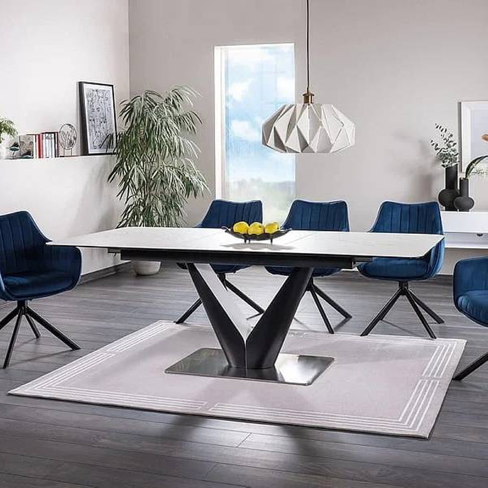 СТОЛ CANYON CERAMIC БЕЛЫЙ МРАМОР / ЧЕРНЫЙ МАТ 160(220)X90