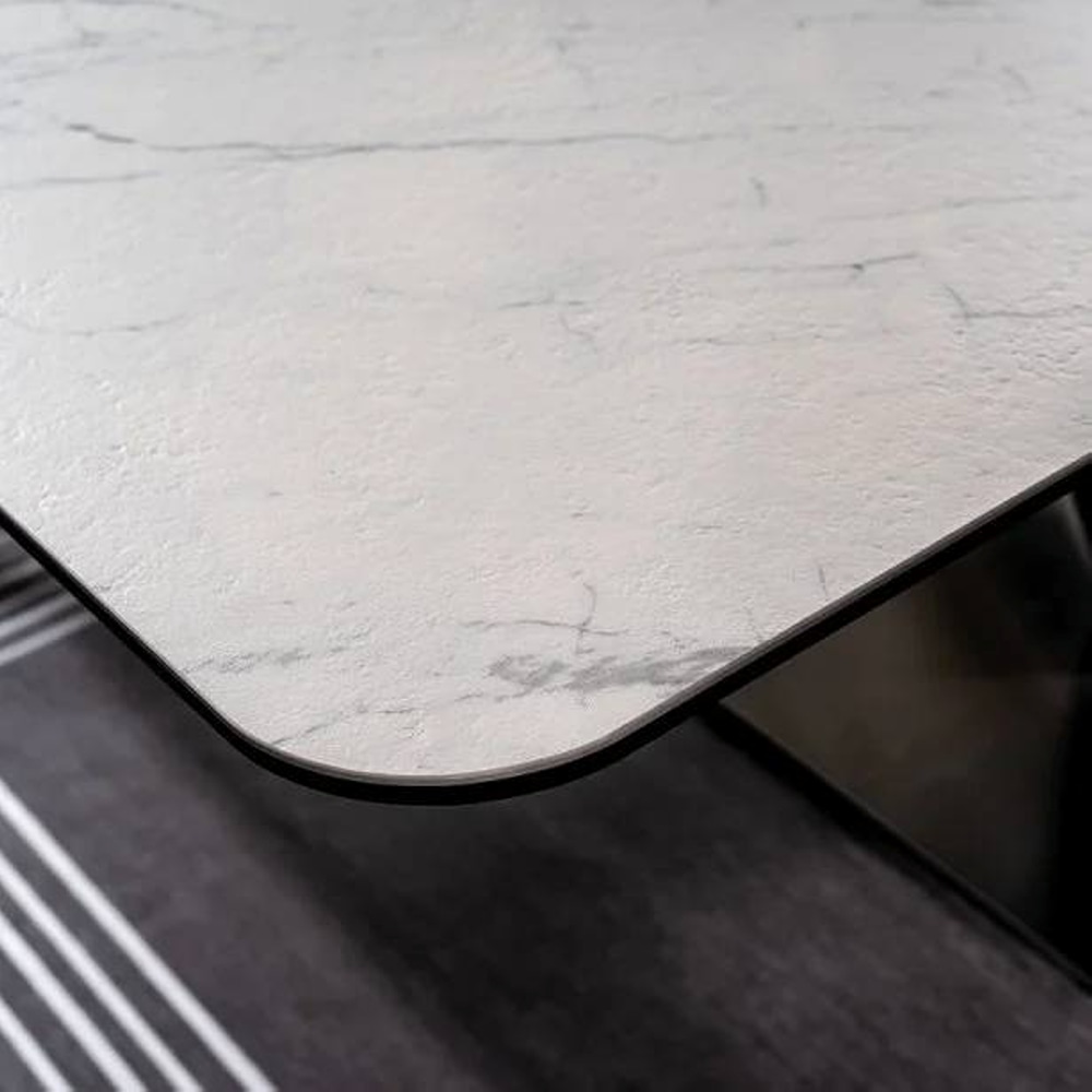 СТОЛ CANYON CERAMIC БЕЛЫЙ МРАМОР / ЧЕРНЫЙ МАТ 160(220)X90