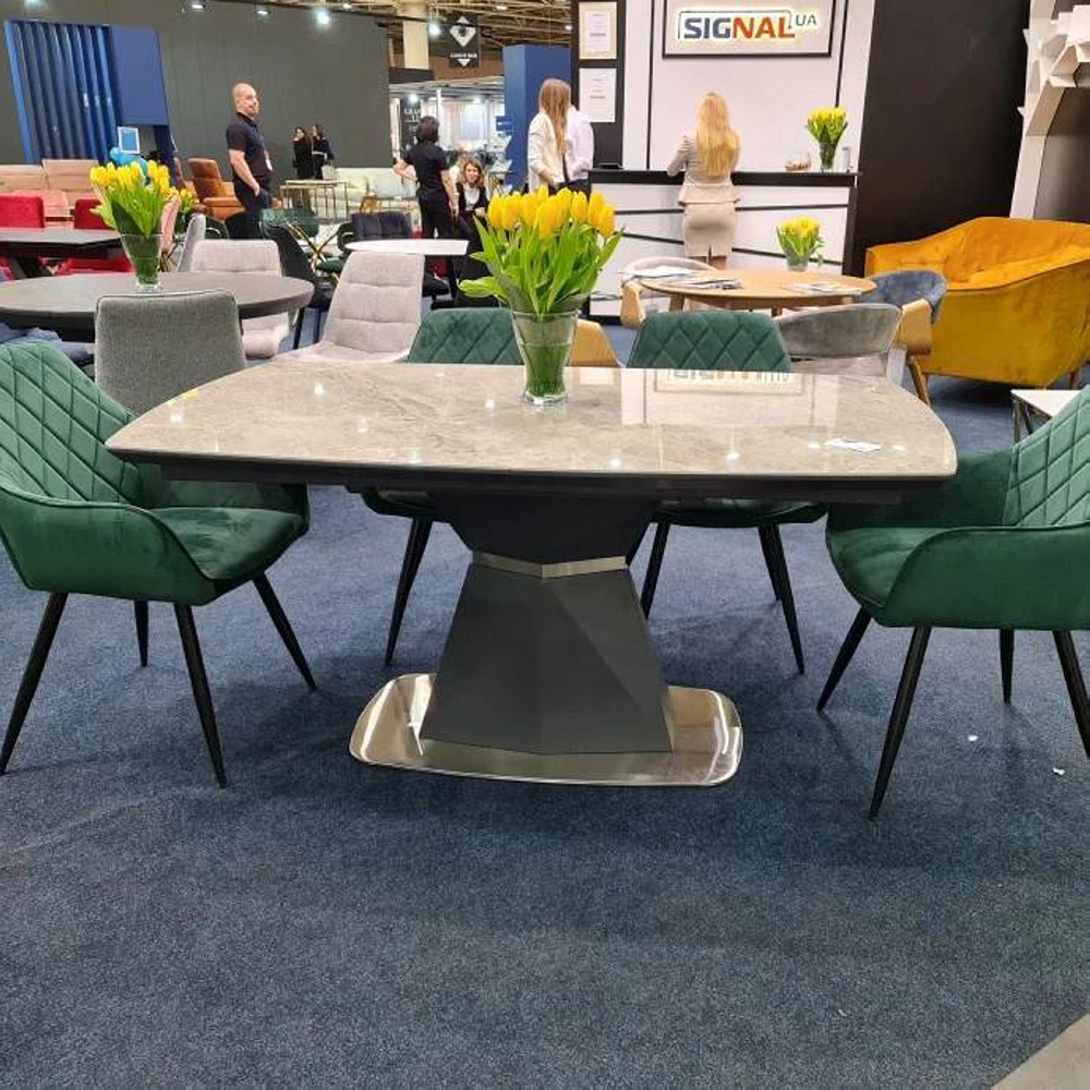 СТОЛ CORTEZ CERAMIC СЕРЫЙ ЭФФЕКТ МРАМОРА / АНТРАЦИТ MAT 160(210)X90