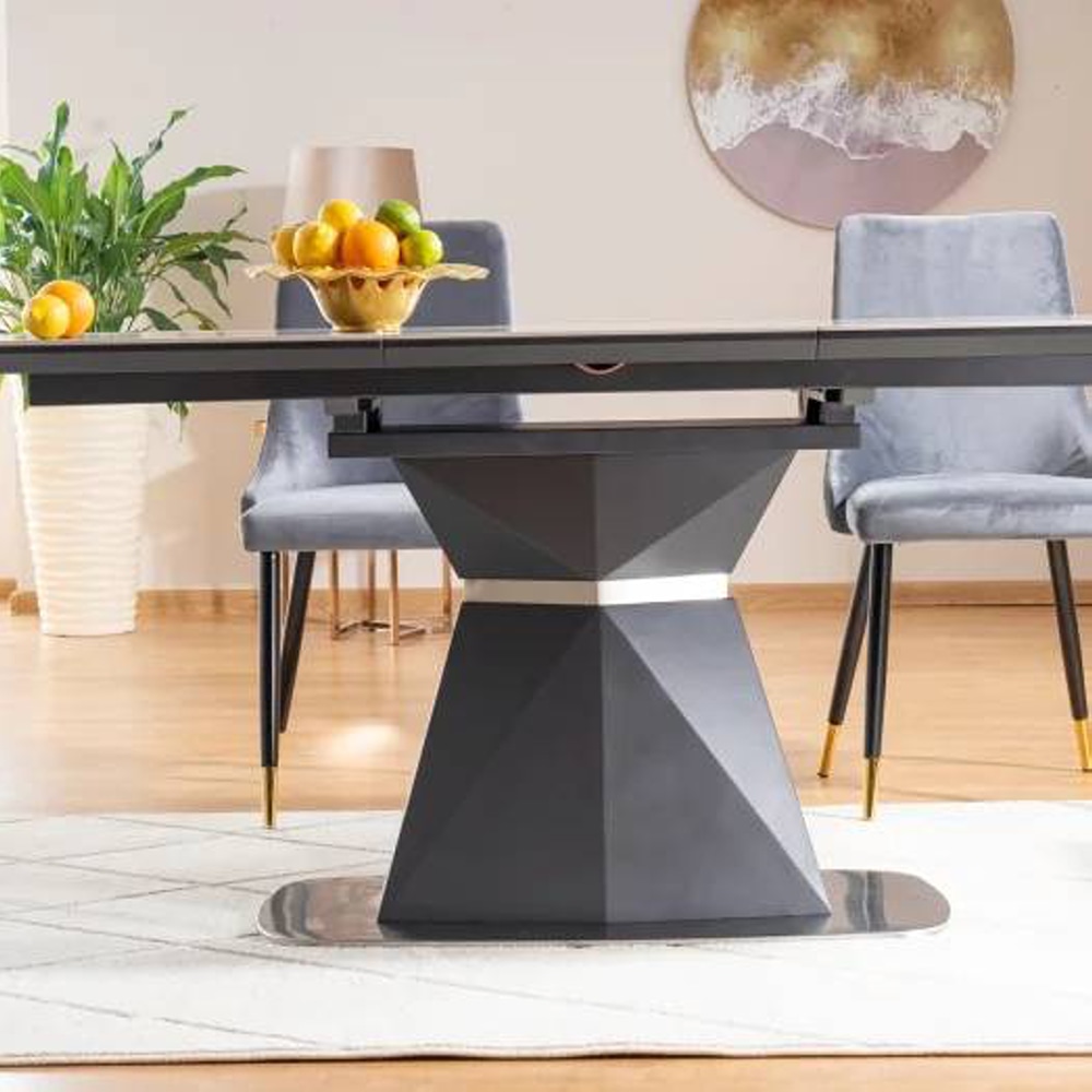 СТОЛ CORTEZ CERAMIC СЕРЫЙ ЭФФЕКТ МРАМОРА / АНТРАЦИТ MAT 160(210)X90
