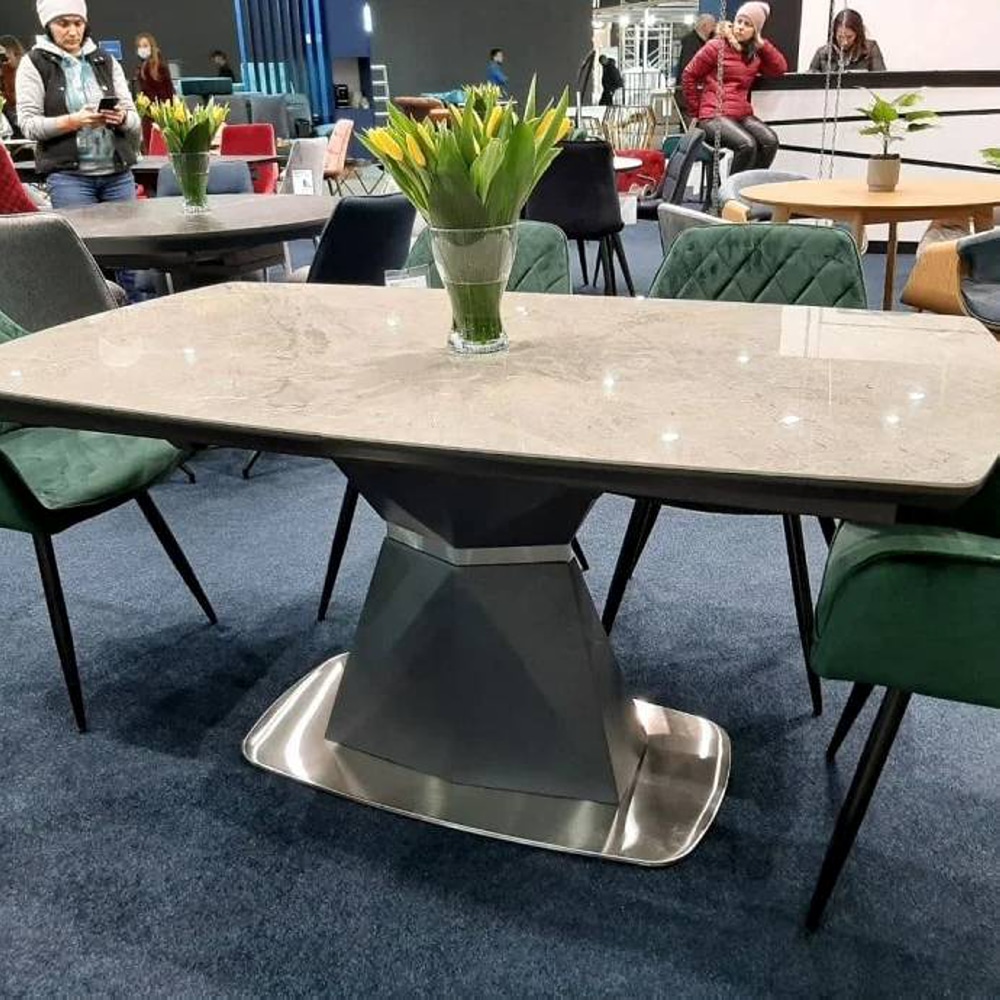 СТОЛ CORTEZ CERAMIC СЕРЫЙ ЭФФЕКТ МРАМОРА / АНТРАЦИТ MAT 160(210)X90