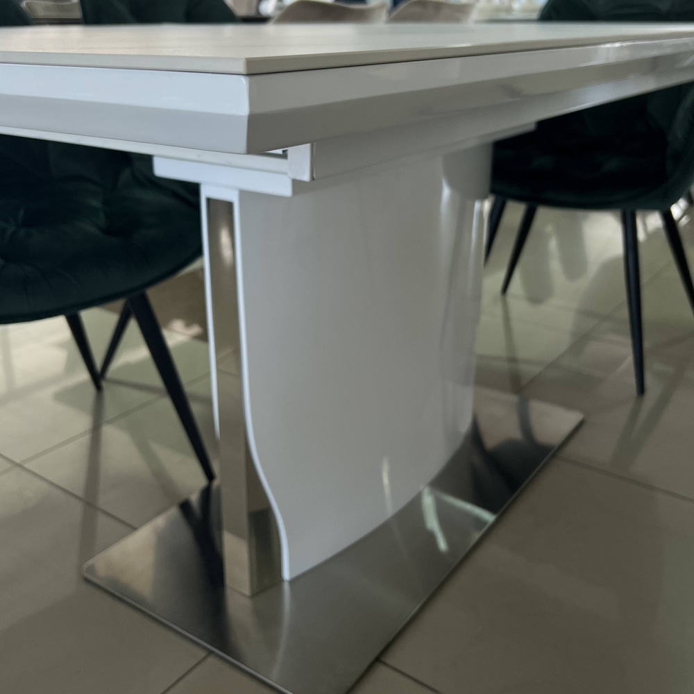 СТОЛ DETROIT CERAMIC 140(180)*80 СТОЛ БЕЛЫЙ ЭФФЕКТ МРАМОРА/БЕЛЫЙ ГЛЯНЕЦ