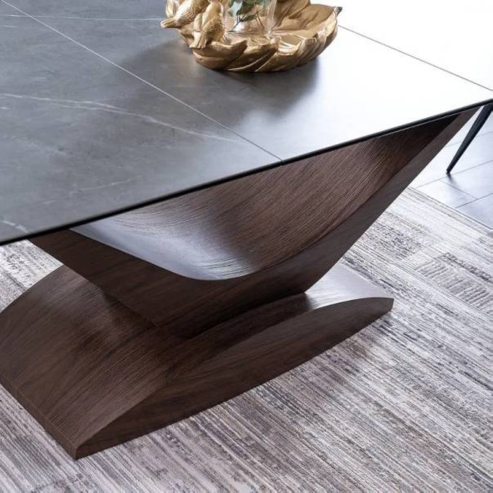 СТОЛ DOLCE CERAMIC СЕРЫЙ МРАМОР / ОРЕХ 180(240)X95