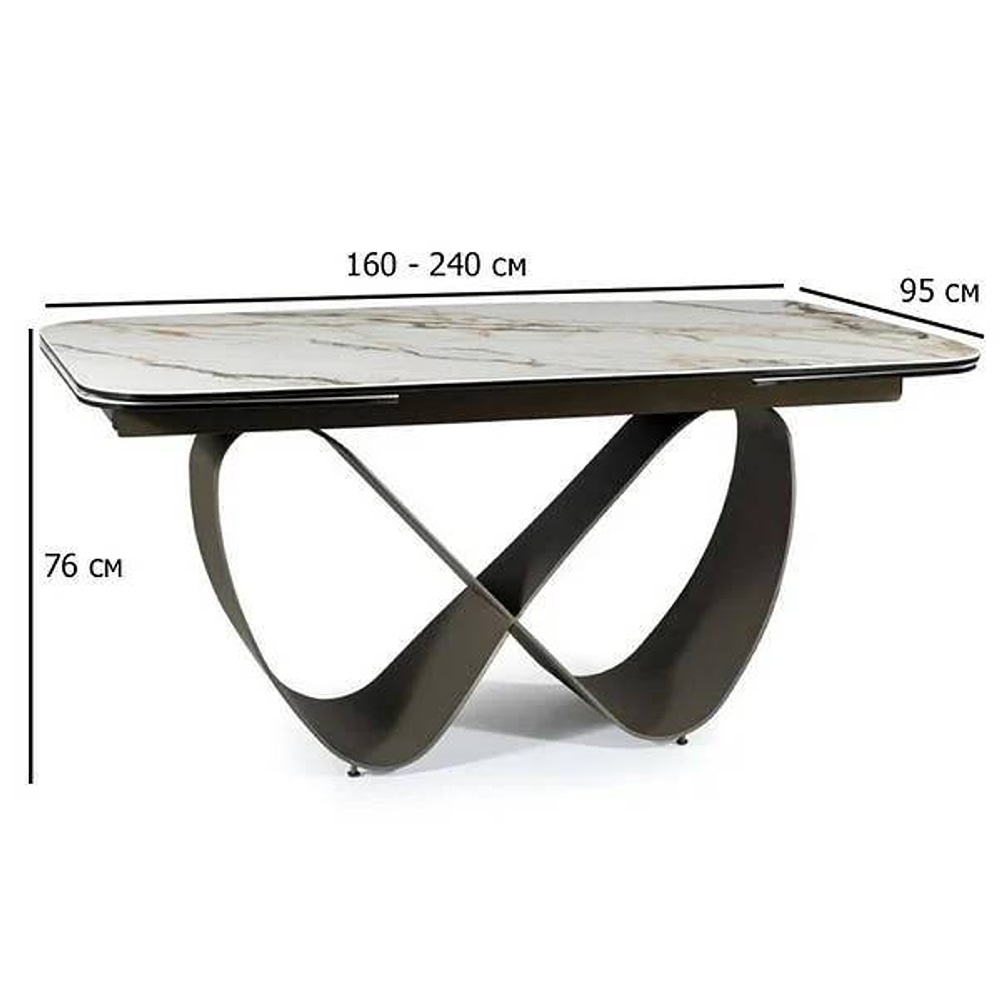 СТОЛ INFINITY CERAMIC 160(240)*95 БЕЛЫЙ AMBER BIANCO / КОРИЧНЕВЫЙ