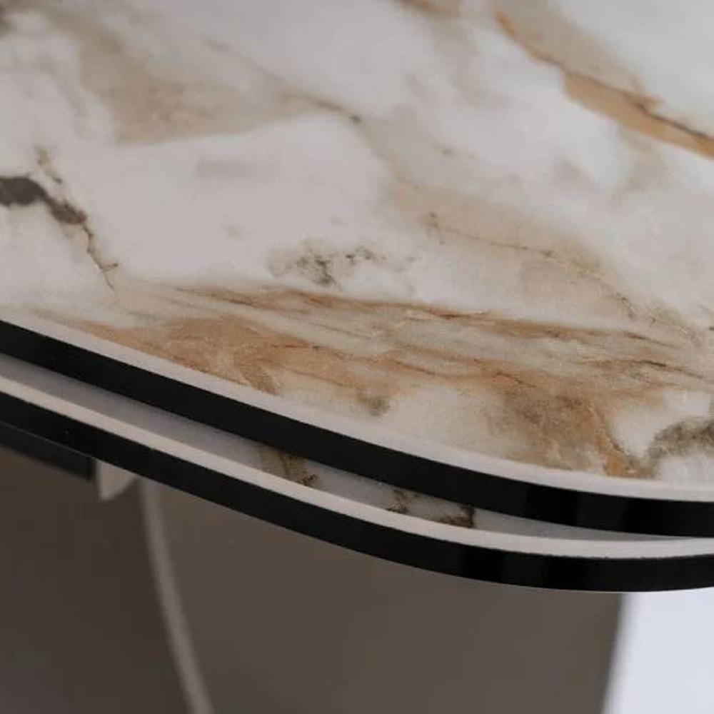 СТОЛ INFINITY CERAMIC 160(240)*95 БЕЛЫЙ AMBER BIANCO / КОРИЧНЕВЫЙ