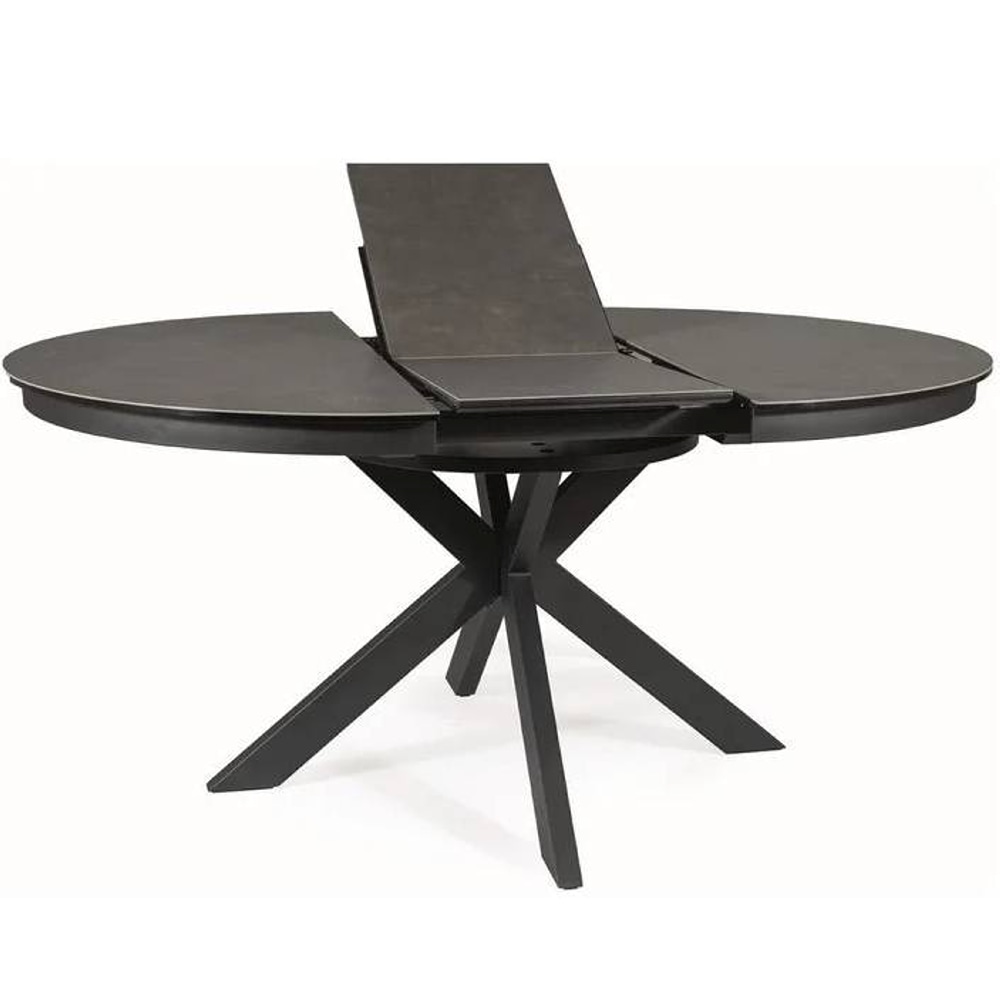 СТОЛ PORTO CERAMIC 120(160)*120 ТЕМ.СЕРЫЙ ЭФФЕКТ МРАМОРА / ЧЕРНЫЙ МАТ