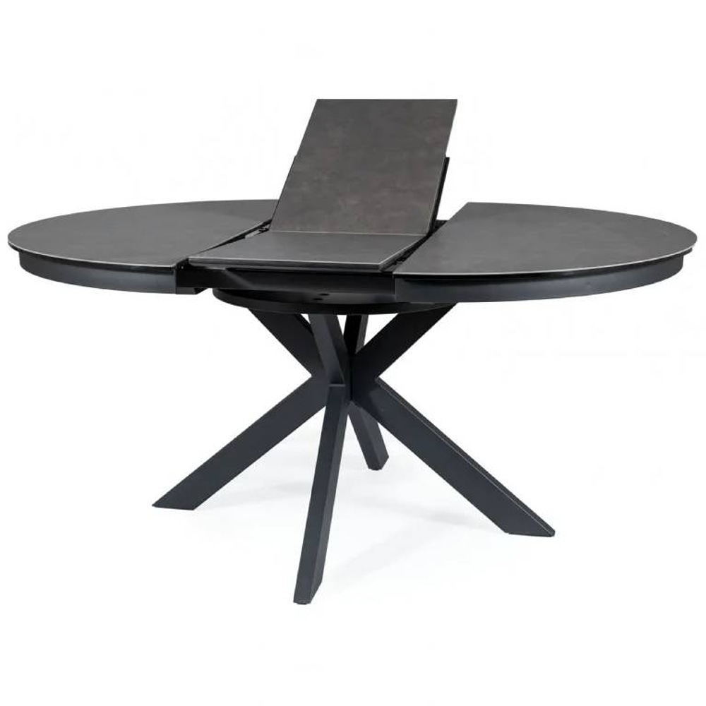 СТОЛ PORTO CERAMIC 120(160)*120 ТЕМ.СЕРЫЙ ЭФФЕКТ МРАМОРА / ЧЕРНЫЙ МАТ