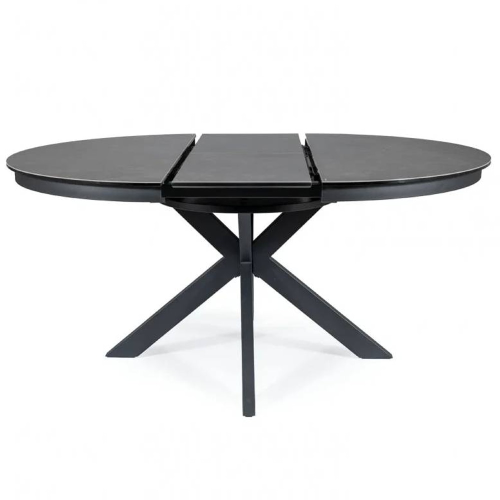 СТОЛ PORTO CERAMIC 120(160)*120 ТЕМ.СЕРЫЙ ЭФФЕКТ МРАМОРА / ЧЕРНЫЙ МАТ