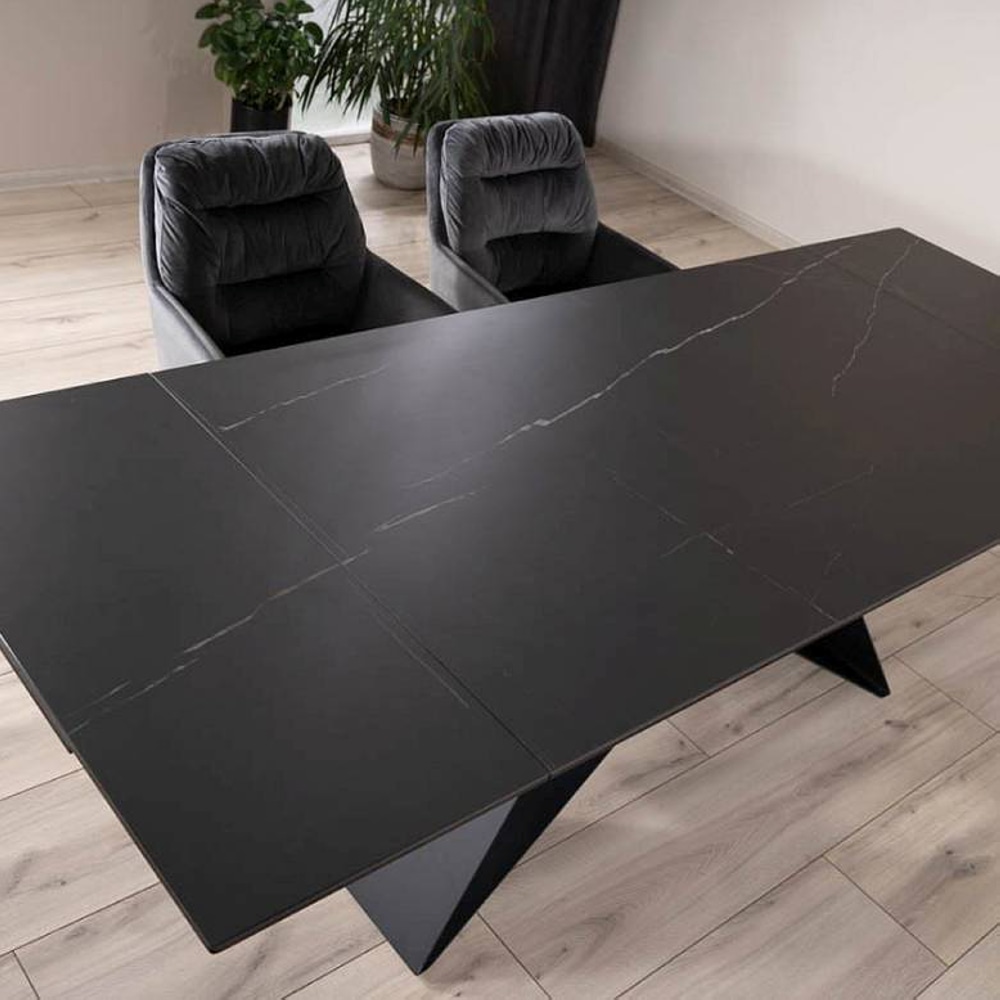 СТОЛ SALVADORE CERAMIC 160(240)*90 ЧЕРНЫЙ SAHARA NOIR / ЧЕРНЫЙ МАТ
