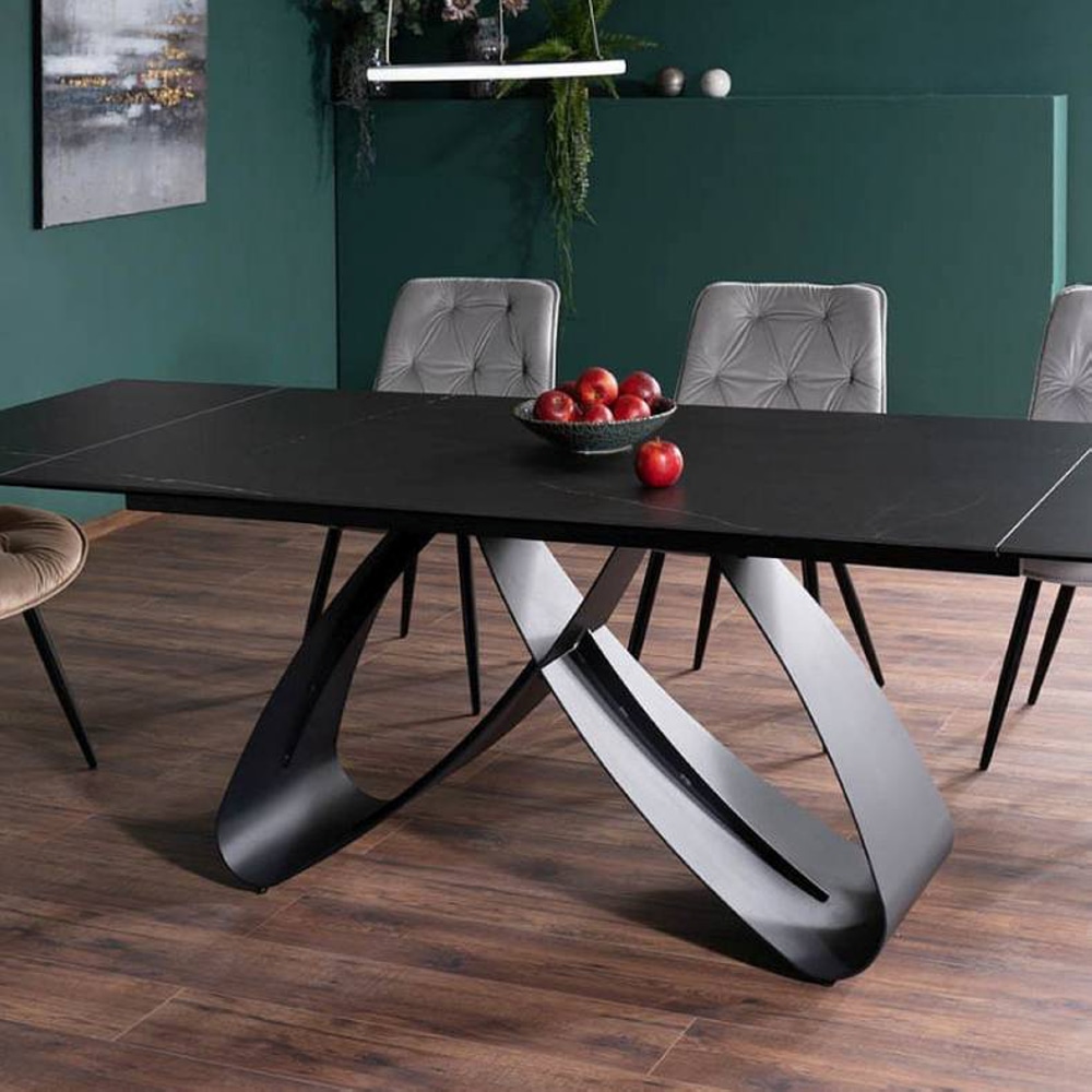 СТОЛ SAMANTA CERAMIC 160(240)*90 ЧЕРНЫЙ SAHARA NOIR / ЧЕРНЫЙ МАТ