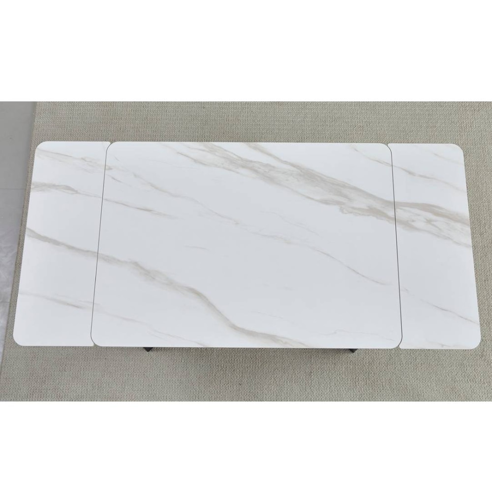 СТОЛ MADRID CERAMIC 120(180)*85 БЕЛЫЙ ГЛЯНЕЦ/ЧЕРНЫЙ КАРКАС