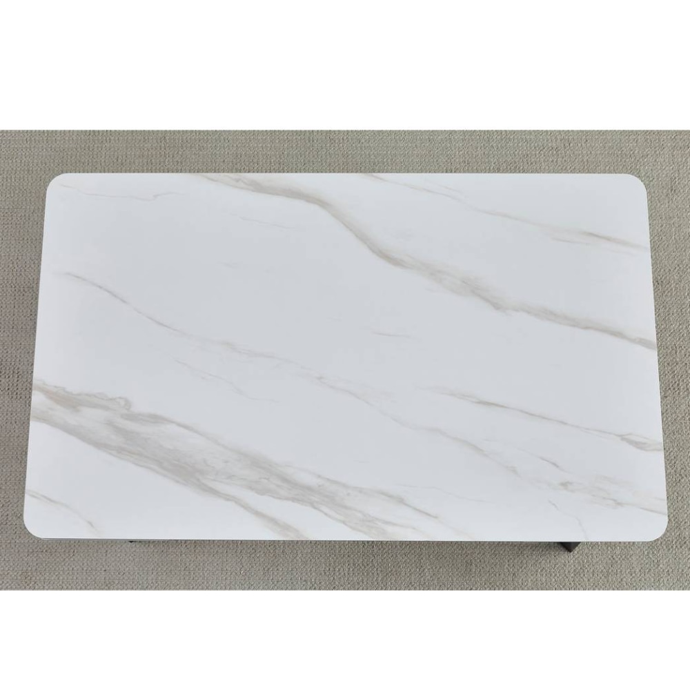 СТОЛ MADRID CERAMIC 120(180)*85 БЕЛЫЙ ГЛЯНЕЦ/ЧЕРНЫЙ КАРКАС